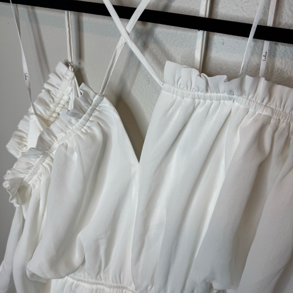 Lulus Catch Me Crushing White Off-the-Shoulder Romper - Picture 7 of 14